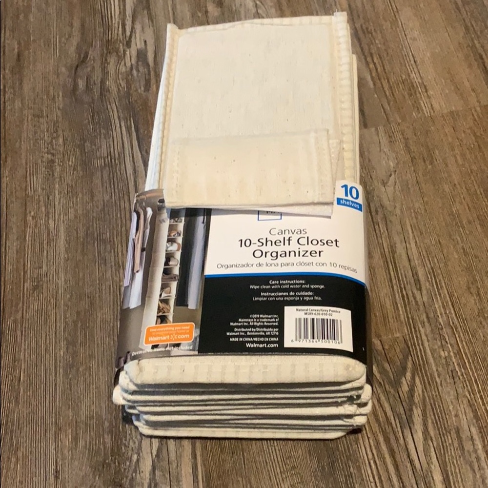 Canvas 10 shelf closet organizer